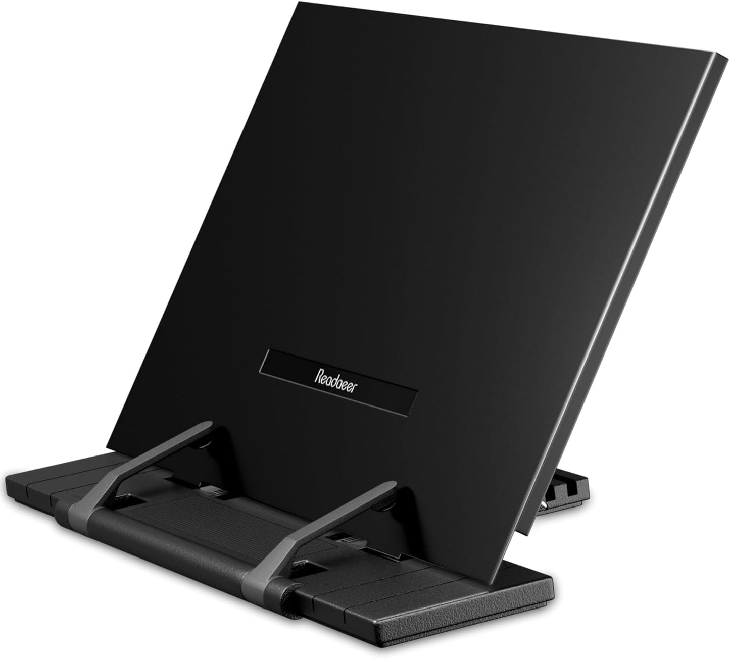 Readaeer Metal Book Stand for Desk Portable Document Holder for Cook Book, Music Book, iPad, Laptop, Reading Rest with 7 Adjustable Positions and Page Paper Clips