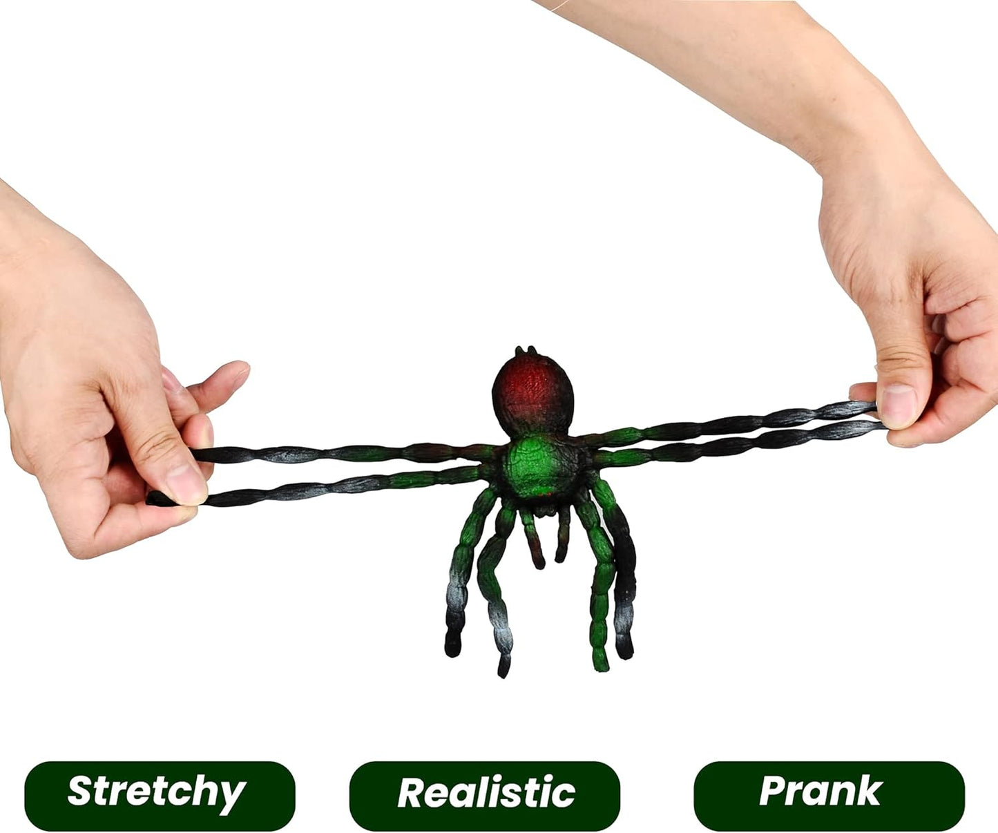 BOHS Rubber Jiggly Spider - Stretch & Squeeze - Realistic Big Soft Stretchy - Halloween Squishy Toy - Prank Bugs