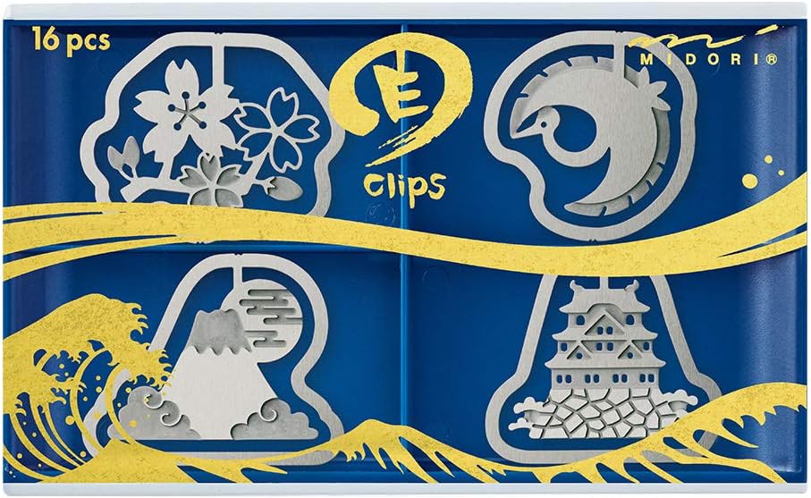 Etched Clips Japanese Symbol Pattern Made in Japan Paper Clip