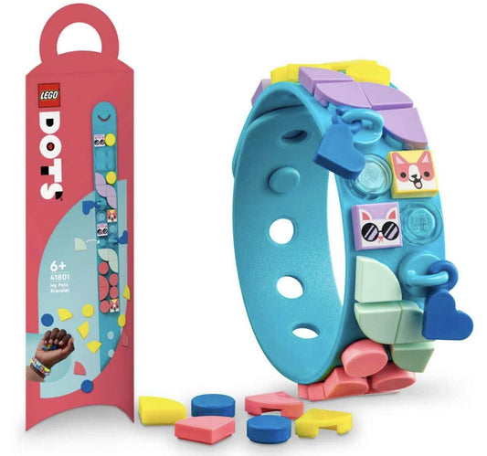 LEGO 41801 DOTS Animal Bracelet, Jewellery Making Set, Creative DIY Toy Set in Kitten and Corgi Theme for Girls and Boys, Small Gift