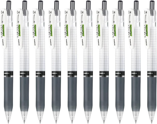 ZEBRA B-JJS77-BK Sarasa Mark On Gel Ballpoint Pen, 0.4, Black, 10 Pens