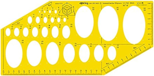 Rotring Isometric Ellipses Drawing Template Robust Clear Yellow-tinted