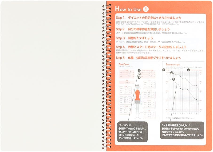 DESIGNPHIL Midori 26154006 Notebook HF Diary for 3 Months Diet A5