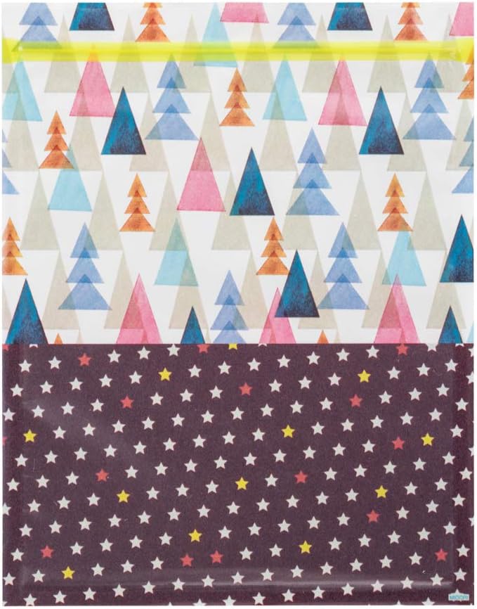 Midori 18793006 Single Sided Transparent Bag, Large, Zipper, Watercolor Forest Pattern