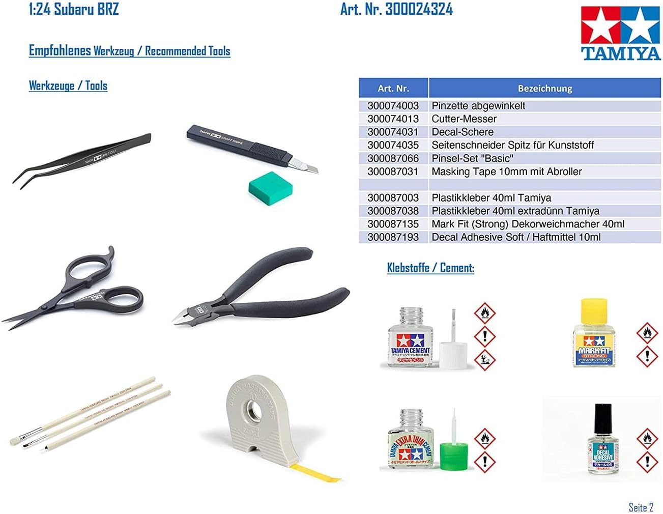 Tamiya 24324 1/24 Subaru BRZ Plastic Model Kit