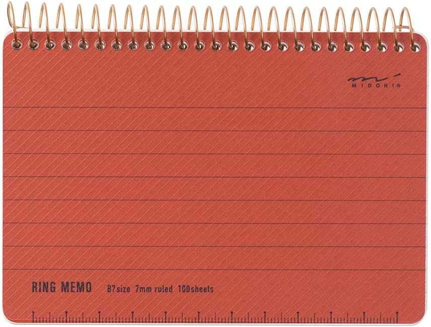 DESIGNPHIL Midori 19056006 Memo Ring Memo, B7, Basic, Red