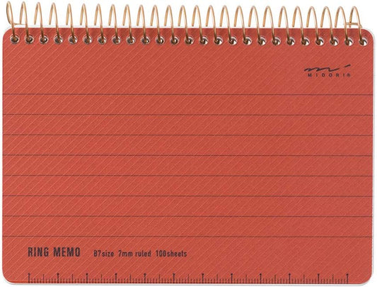 DESIGNPHIL Midori 19056006 Memo Ring Memo, B7, Basic, Red