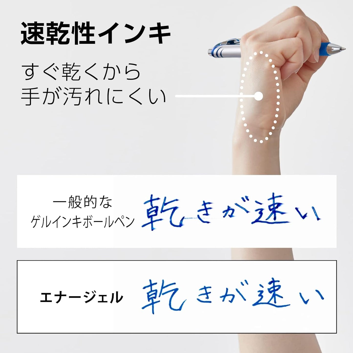 Pentel Energel Knock Ballpoint Pen, 0.5mm Needle Tip, Blue Ink, Silver Body with Blue Accent (BLN75Z-C)