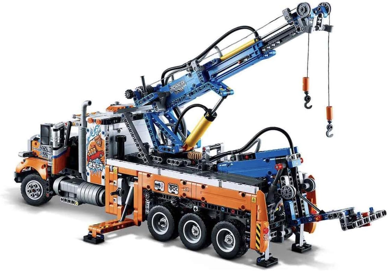 LEGO 42128 Technic Heavy-Duty Tow Truck with Crane Toy for Boys & Girls with Mechanical Functions, Model Building Set, Engineering for Kids Series