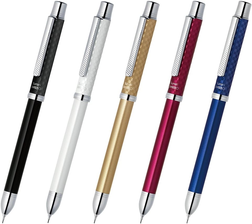 ZEBRA Surari Shabo 2000, 2 Color 0.7mm Emulsion Ink and 0.5mm Mechanical Pencil, Black Body (SB27-BK)