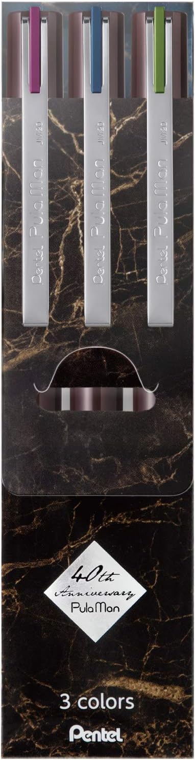 Pentel JM20LT-3 Water-Based Pen, Plastic Model, Limited Edition 3 Color Set, Brown