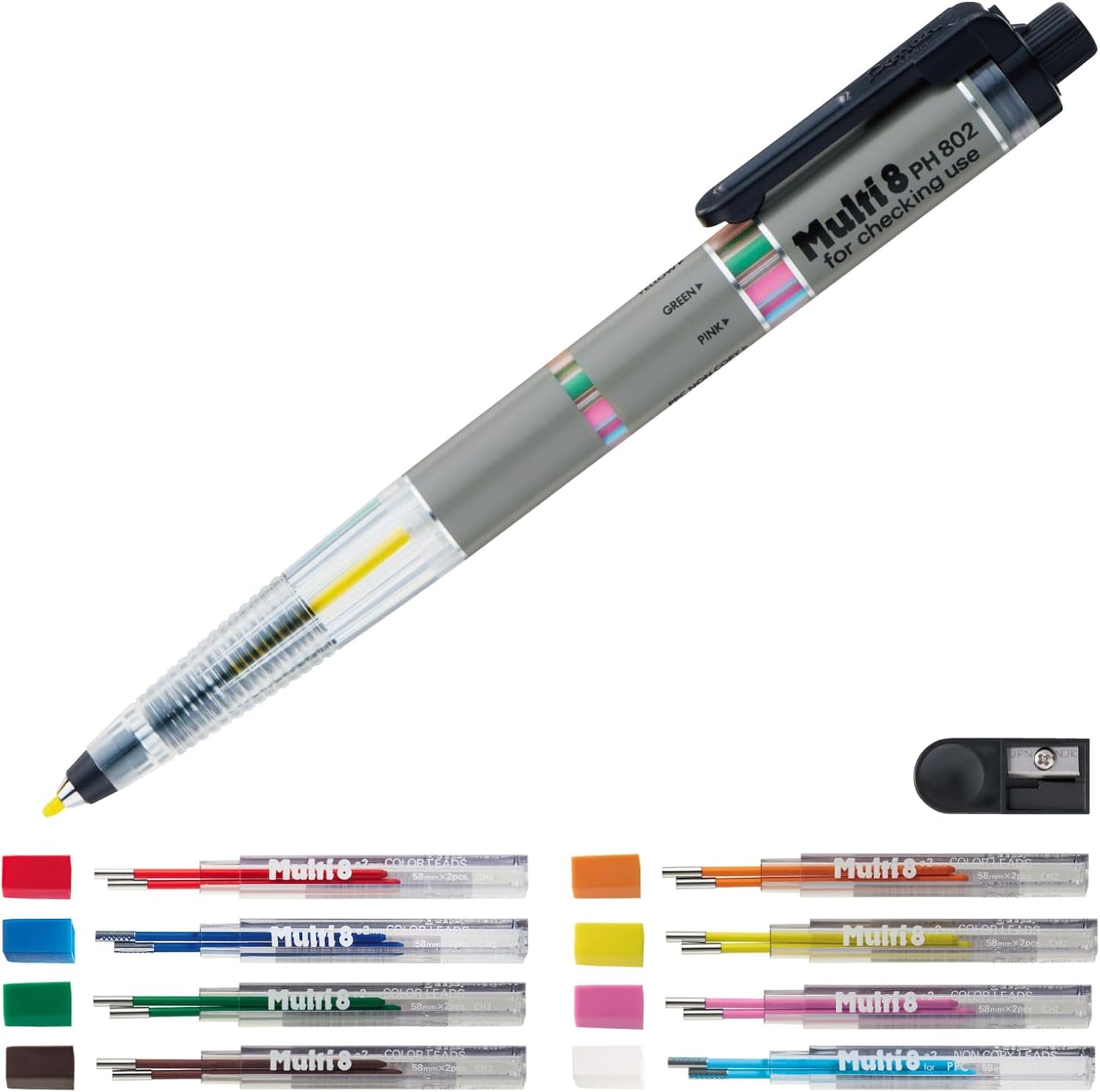 Pentel Pencil Lead Holder and Lead Set, Multi 8 Set (PH802ST)