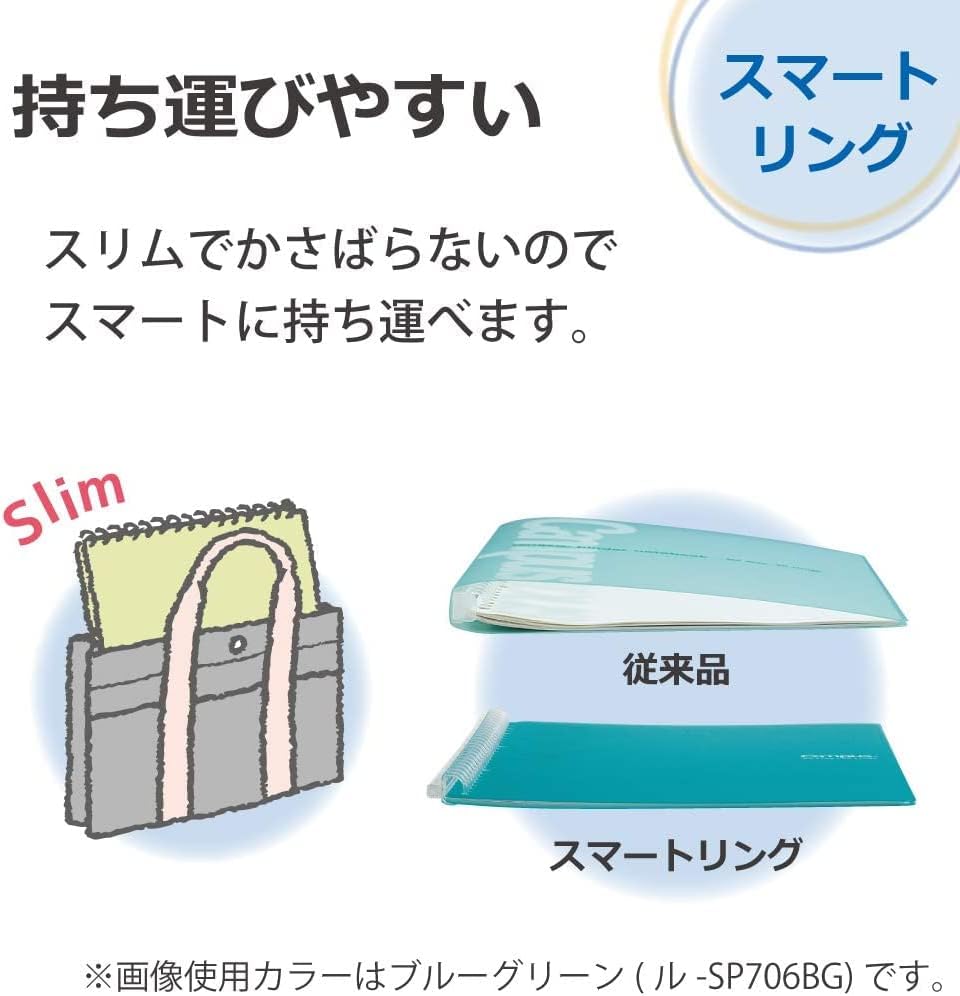 Kokuyo Campus Smart Ring Binder Notebooks, B5 Size, 60 Sheet Capacity, 26 Holes, Come with 10 Campus Loose-Leaf Paper, Perfect for Meeting, Classes and Note-Taking, Turquoise, Japan Import