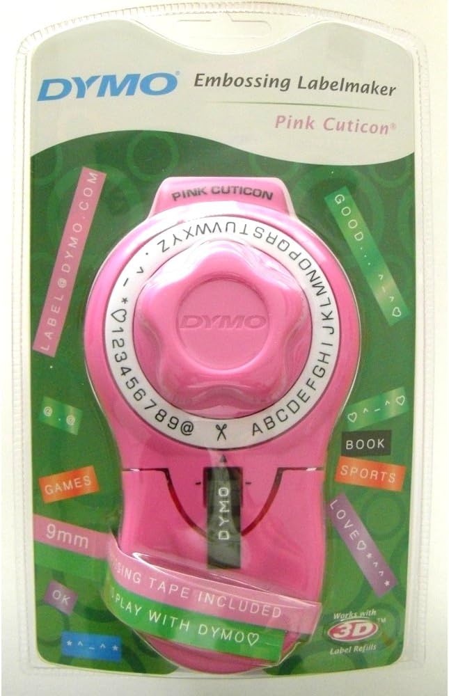 Dimo Cuticon DM814580 Tape Writer, Compatible with 0.4 inch (9 mm) Width Tape, Alphanumeric Numbers, Pink