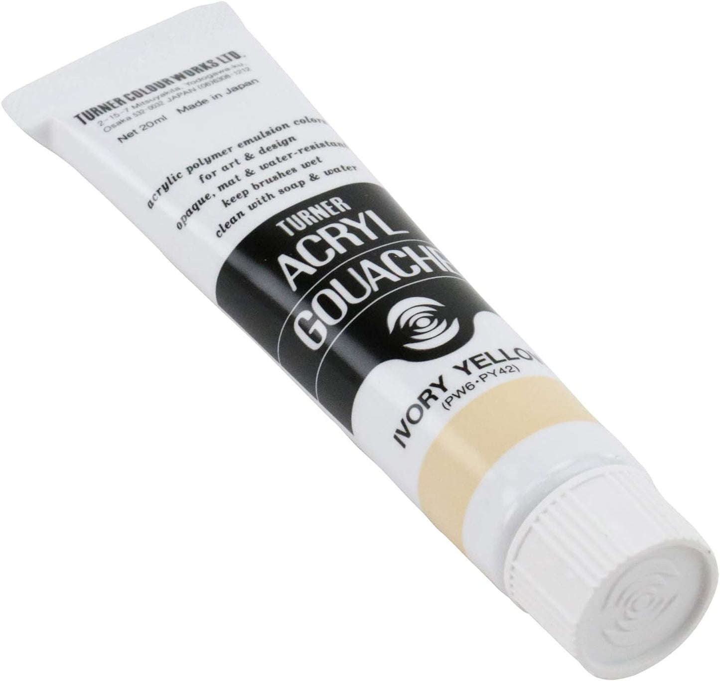 Turner Colour Works Acryl Gouache Artist Acrylic Paint - Single 20 ml Tube - Ivory Yellow