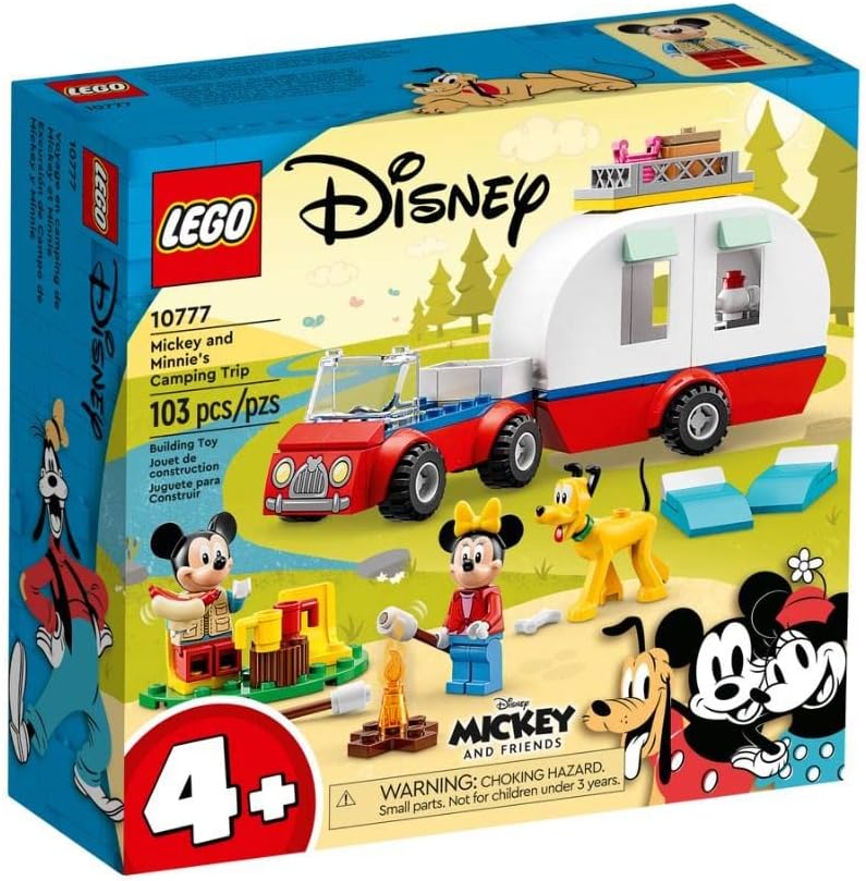 Lego Disney Mickey Mouse and Minnie Mouse's Camping Trip 10777 Building Toy with Camper Van, Car & Pluto Figure, for Kids 4 Plus Years Old