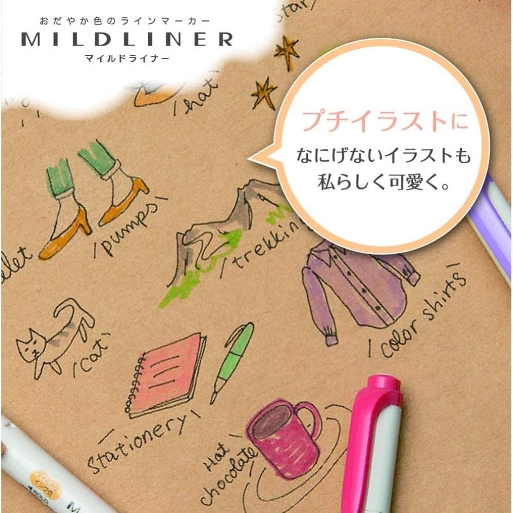 ZEBRA Mildliner WKT7-HD-BG-AZ Highlighter, 10 Colors, Hard Case Included, Blue Green