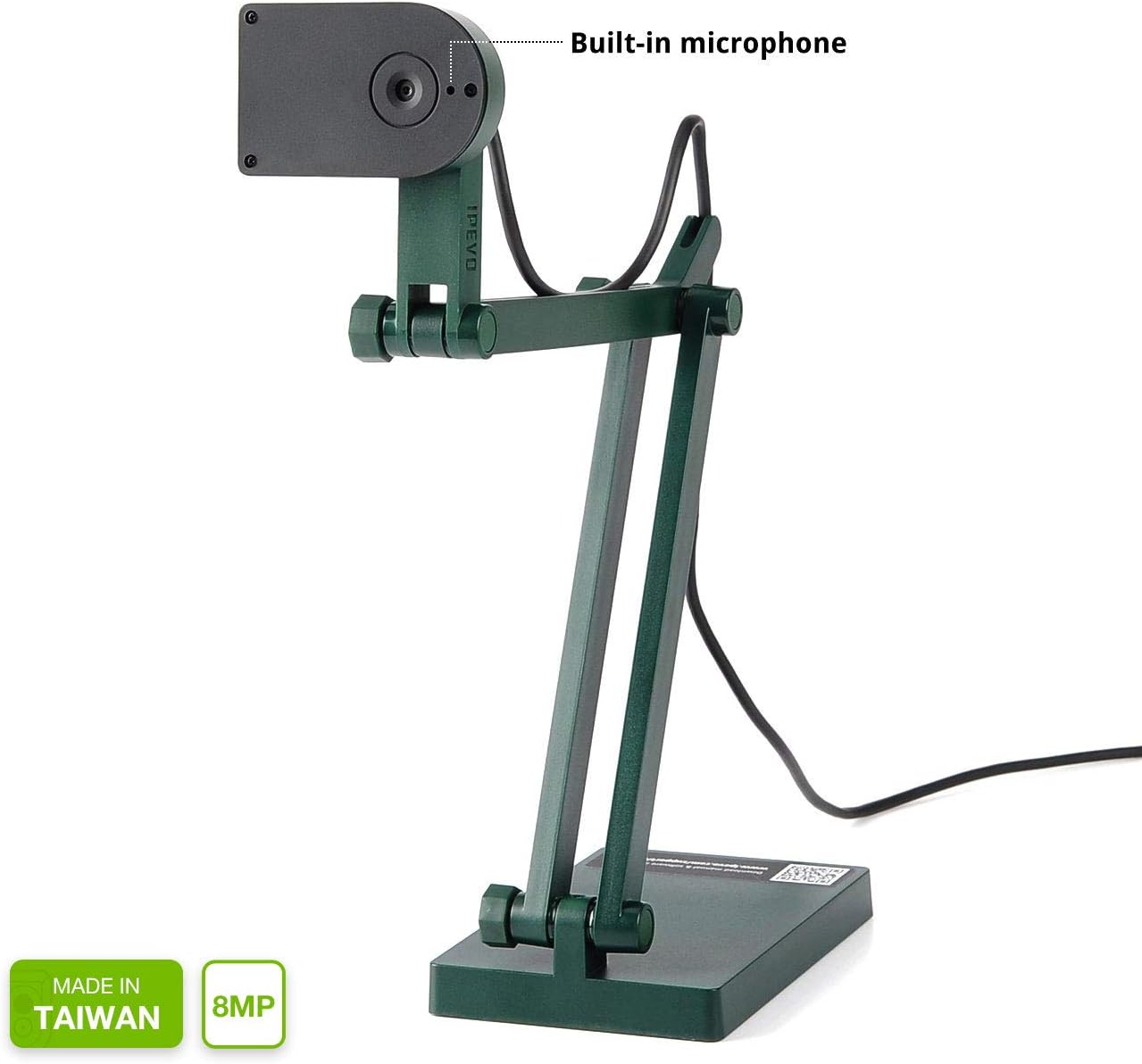 IPEVO V4K Ultra High Definition 8MP USB Document Camera ??? Mac OS, Windows, Chromebook Compatible for Live Demo, Web Conferencing, Distance Learning, Remote Teaching