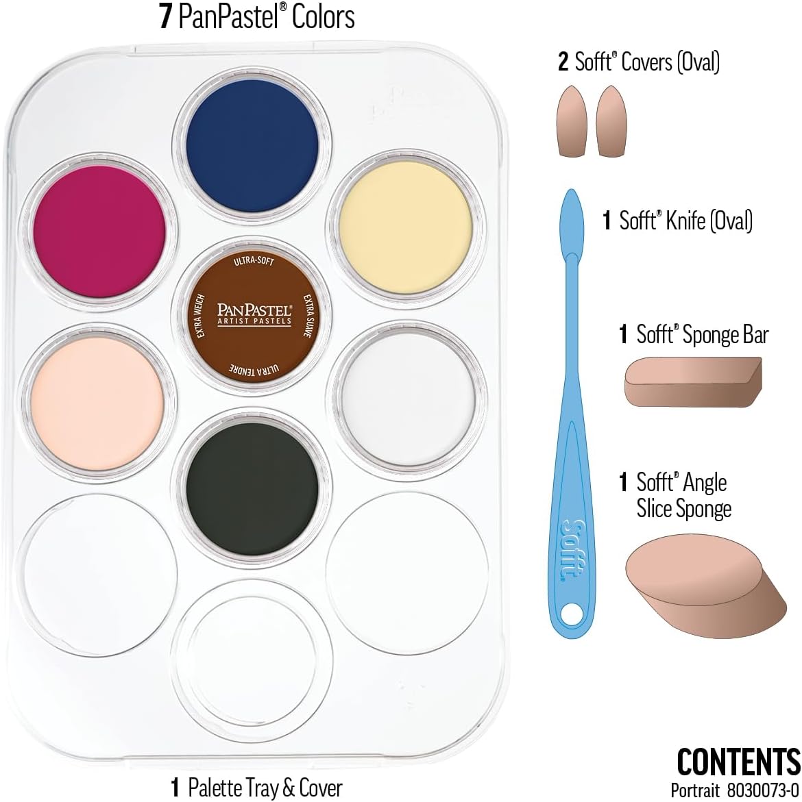 PanPastel Artist Pastels by GOLDEN, Portrait Set, 7 Color, Professional Artist Pastels, Unique Pan Format (cake-like)