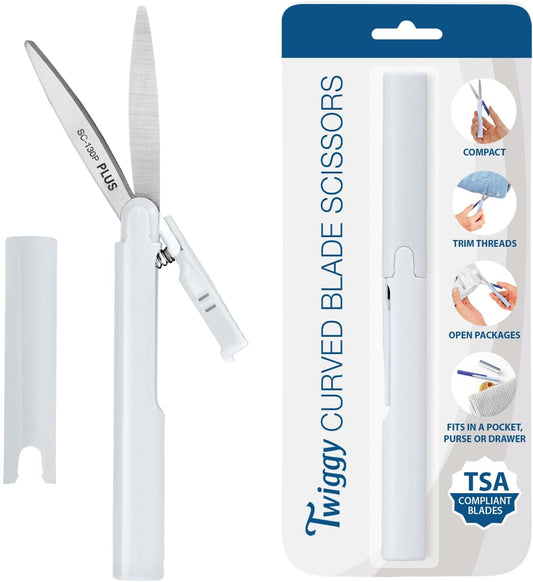 Plus Pen Style Compact Twiggy Scissors with Cover, White (34609)