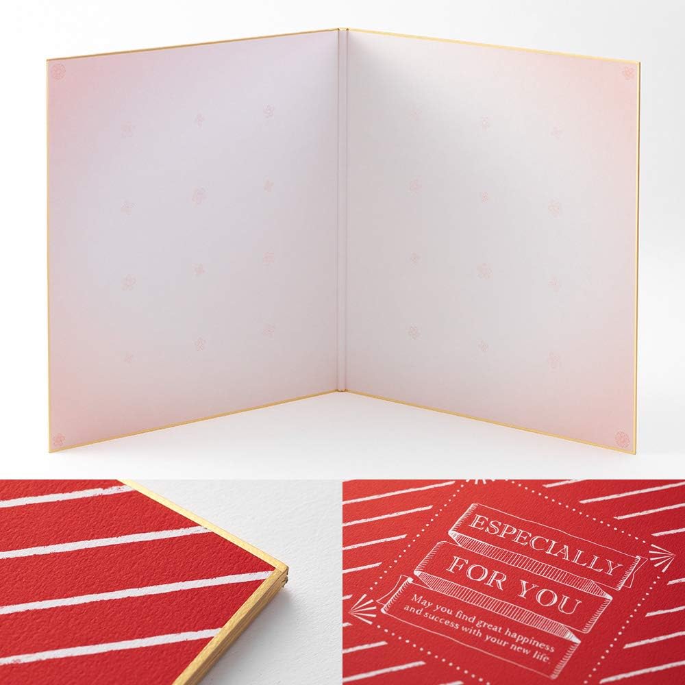 Midori 33242006 Shikishi Color Shikishi with Seal, Case Included, Red