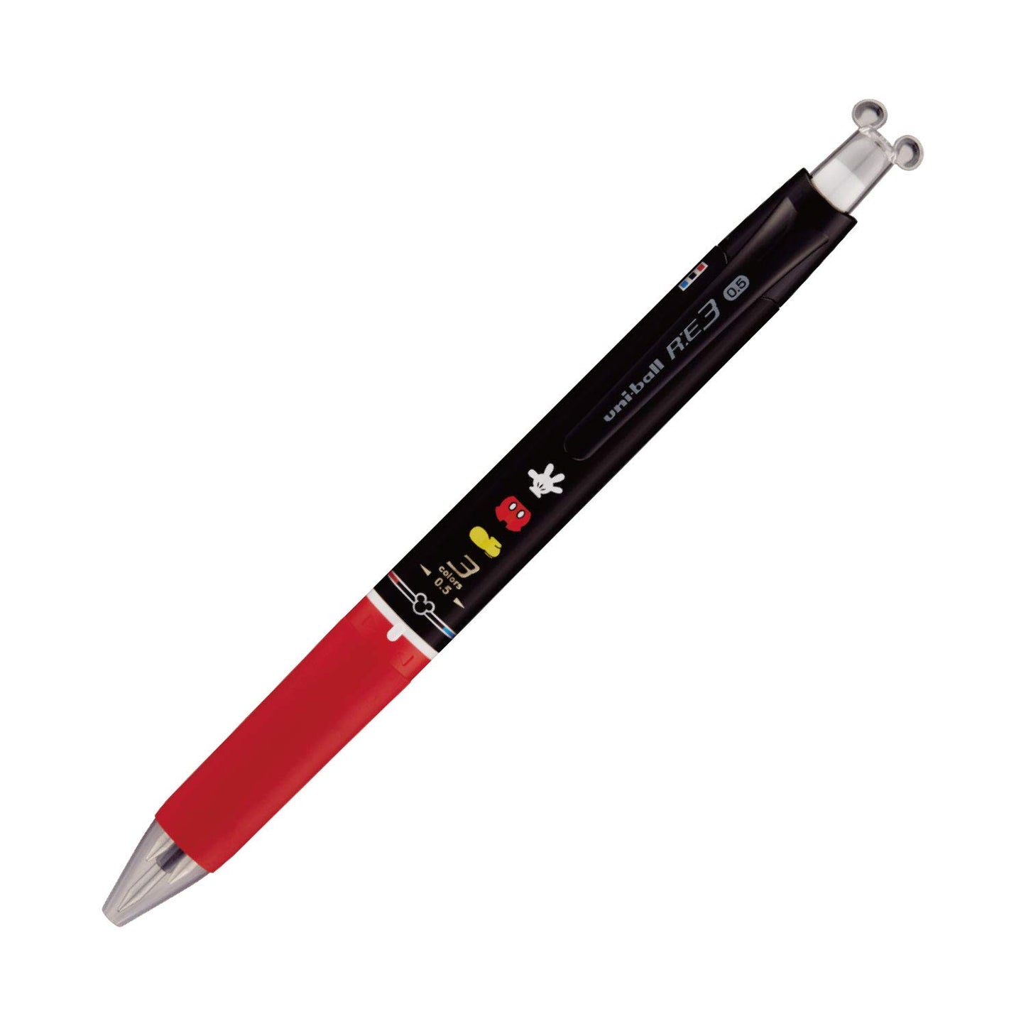 Mitsubishi Pencil URE3600D05.MC Uni-Ball RE3 Erasable Tri-Color Ballpoint Pen, 0.5, Mickey