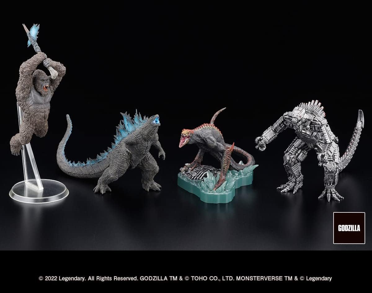 Art Spirits Gekozo Series Godzilla VS. Kong (2021) Non-Scale, Pre-Painted Trading Figure, 4 Pieces Box AT-056