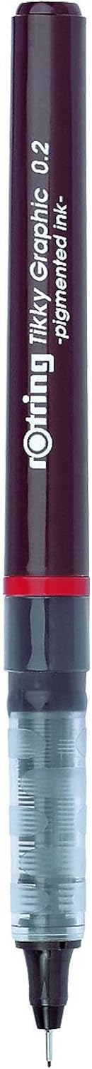 rOtring Tikky Fine Liner Fiber Tip Graphic Pen, 0.2 mm, Black Ink (1904752)