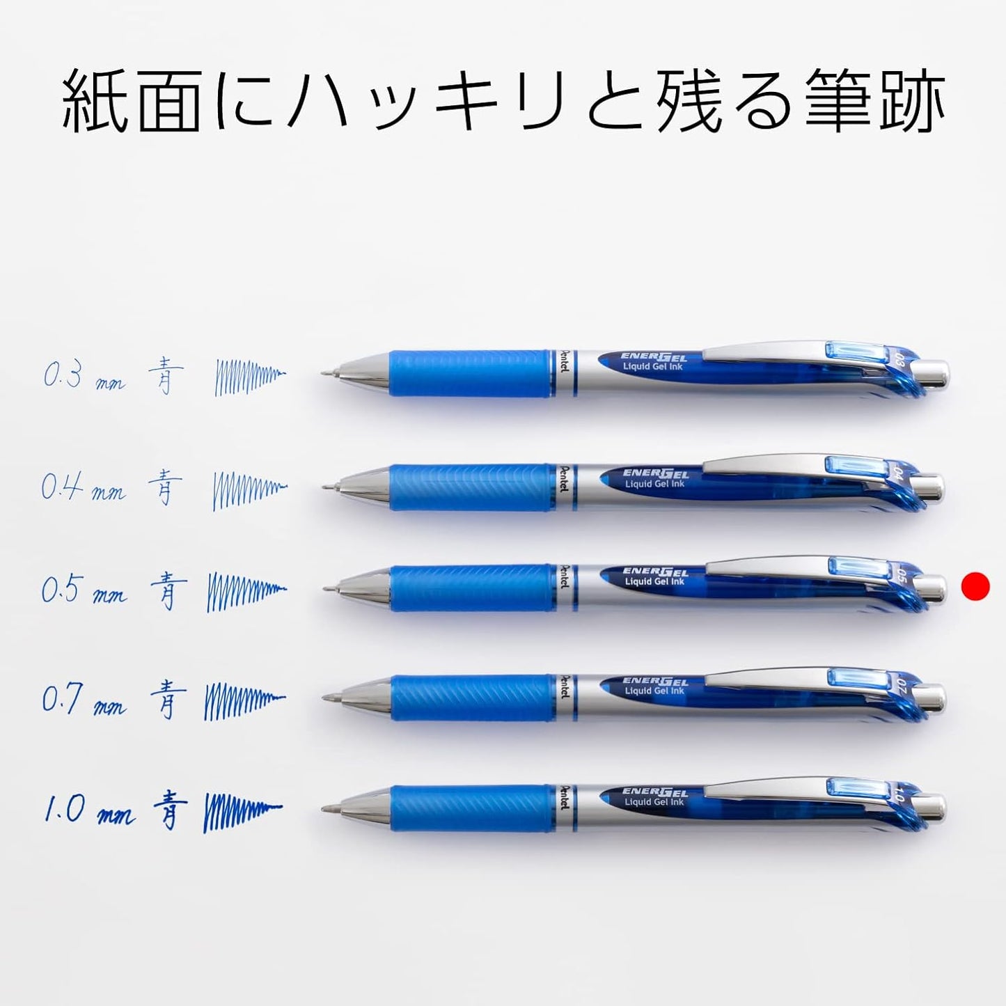 Pentel Energel Knock Ballpoint Pen, 0.5mm Needle Tip, Blue Ink, Silver Body with Blue Accent (BLN75Z-C)