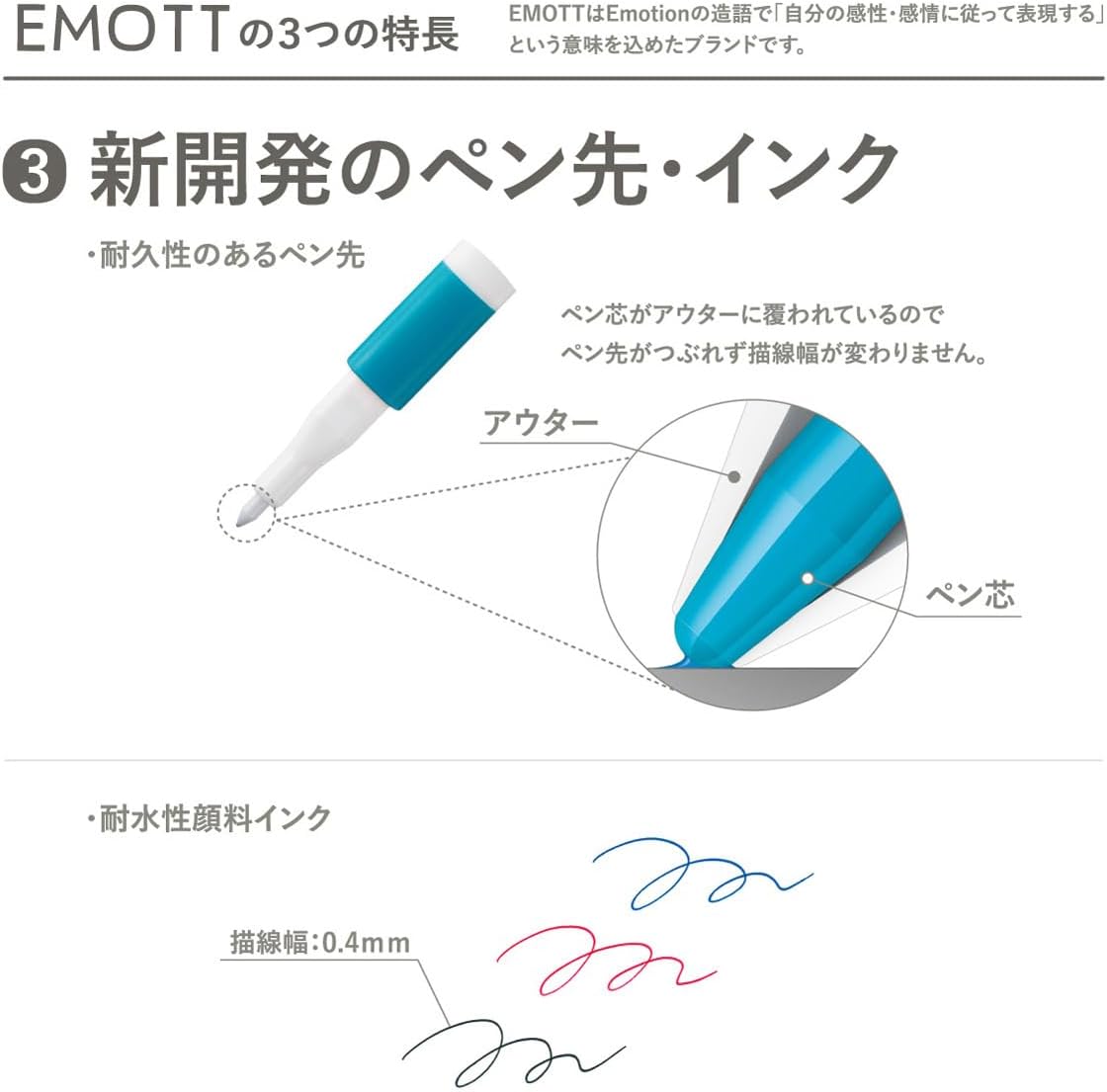 Uni Water Based Pen EMOTT 5 Colors Set No.1Vivid Color, PEM-SY 5C No.1