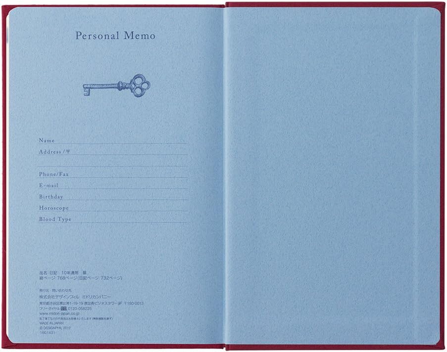 DESIGNPHIL Midori 12860006 Diary, 10-Year Consecutive Door