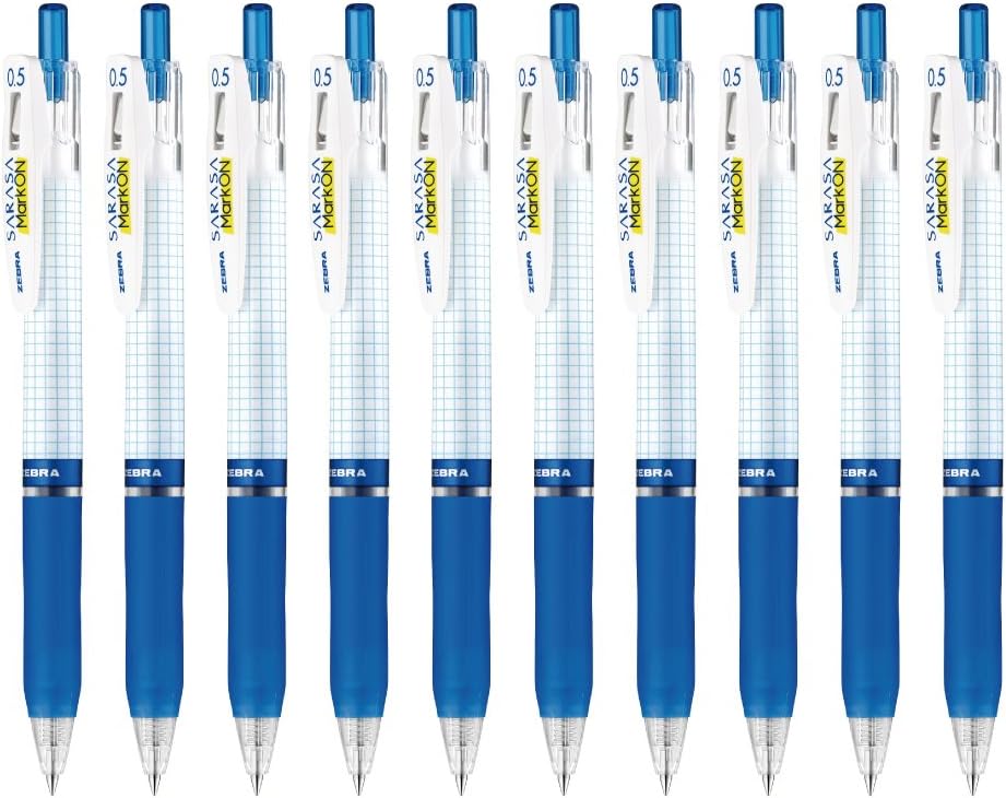 ZEBRA Sarasa Markon B-JJ77-BL Gel Ballpoint Pen, 0.5, Blue, 10 Pieces