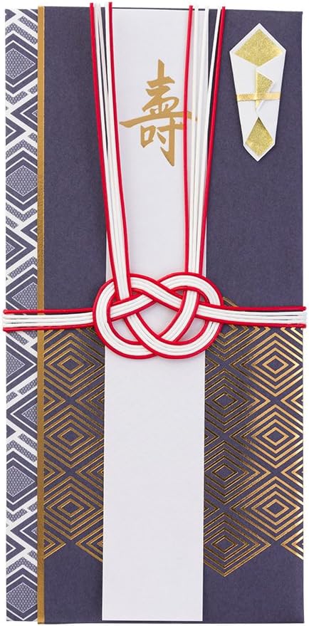 Midori 25358006 Wedding Gift Bag, Slim, Gold Seal, Rhombus Pattern