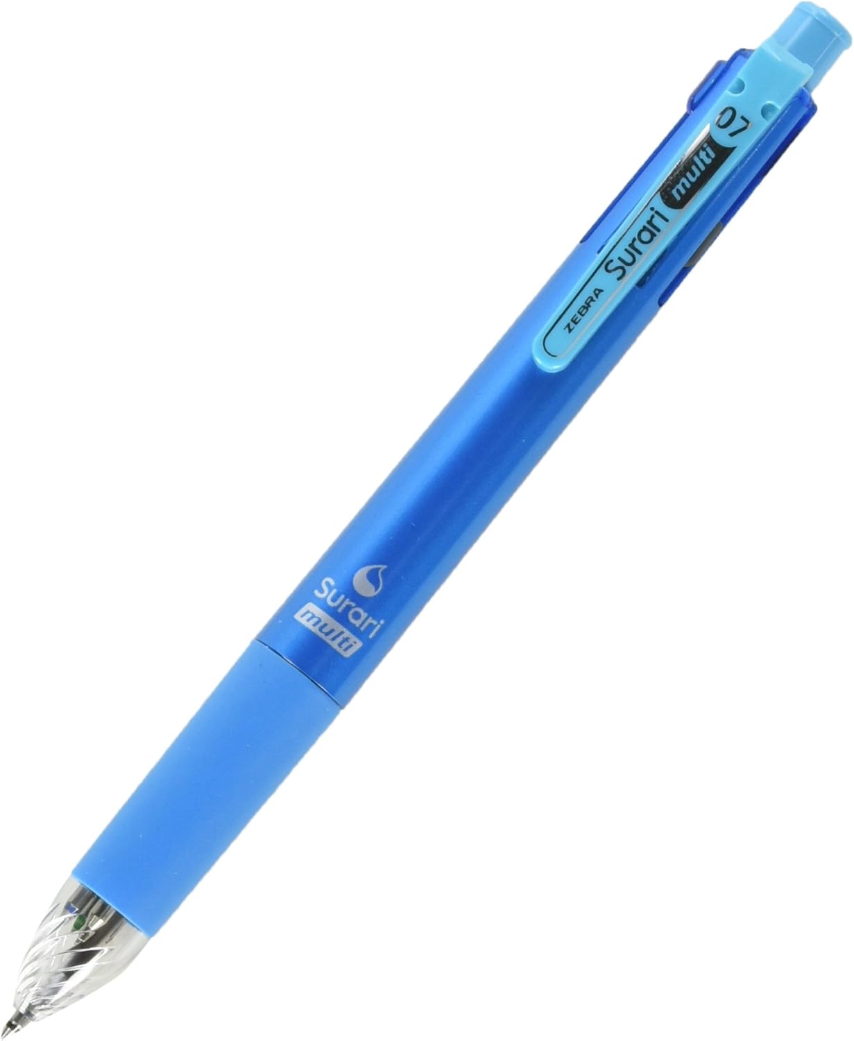 ZEBRA Multi Function Surari 4S Black/Red/Blue/Green Ink 0.7mm Ballpoint Pen, 0.5mm Mechanical Pencil, Light Blue Body (B4SA11-LB)