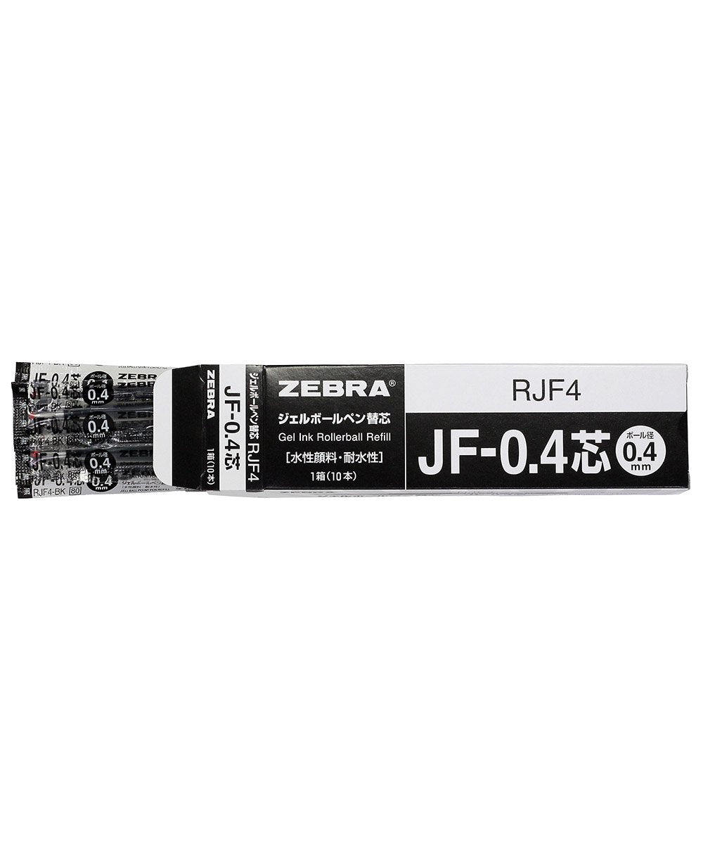 Zebra Sarasa Black Ink Refill (JF-0.4), Clip 0.4 0.4mm Gel Pen Ballpoint Pen (JJS15-BK) - 10 pieces
