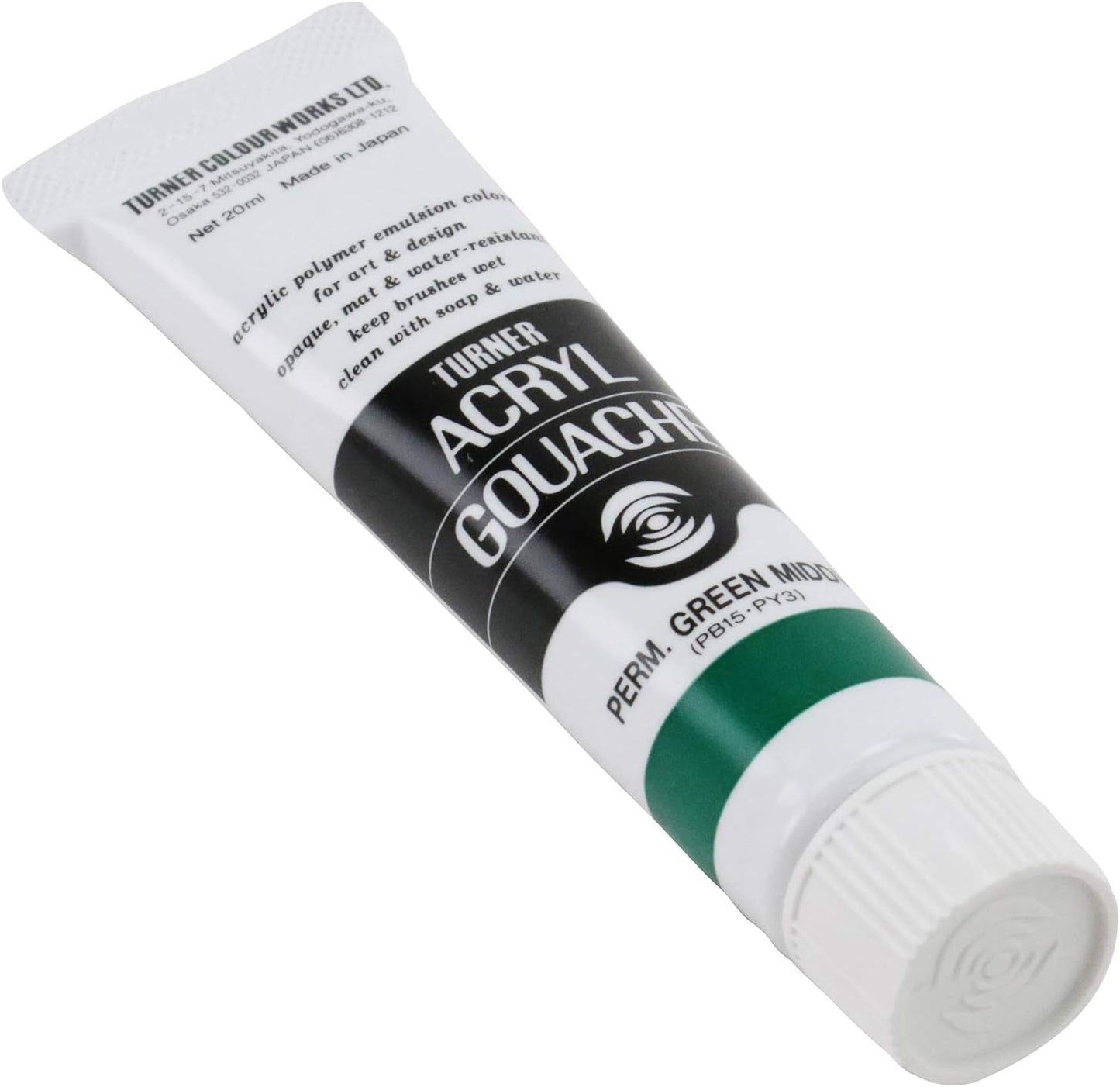 Turner Colour Works Acryl Gouache Artist Acrylic Paint - Single 20 ml Tube - Permanent Green Middle