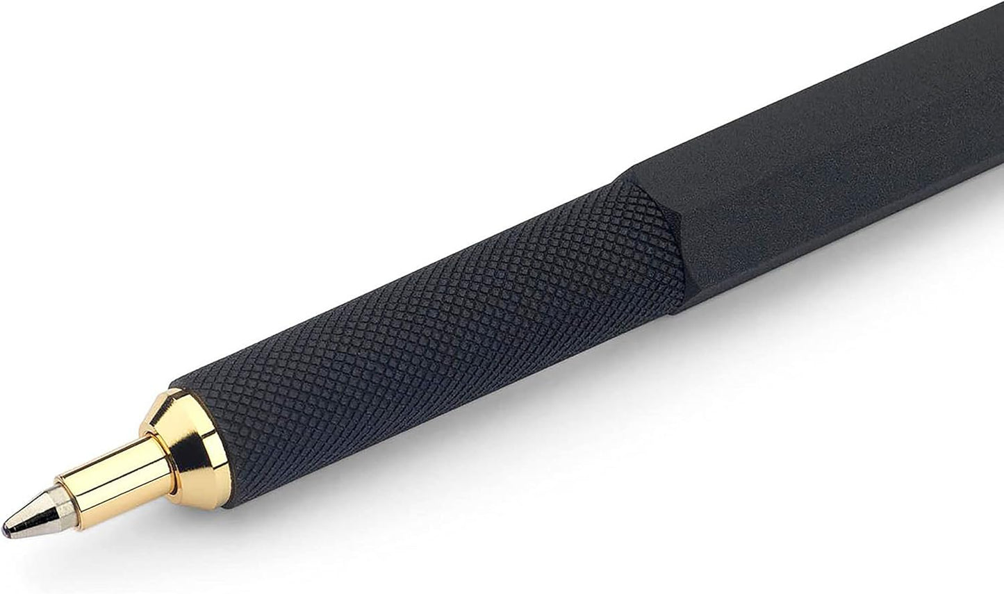 rOtring 800 Retractable Metal Ballpoint Pen, Medium Point, Black Ink, Black Barrel, Refillable, Great Gift for Coworker