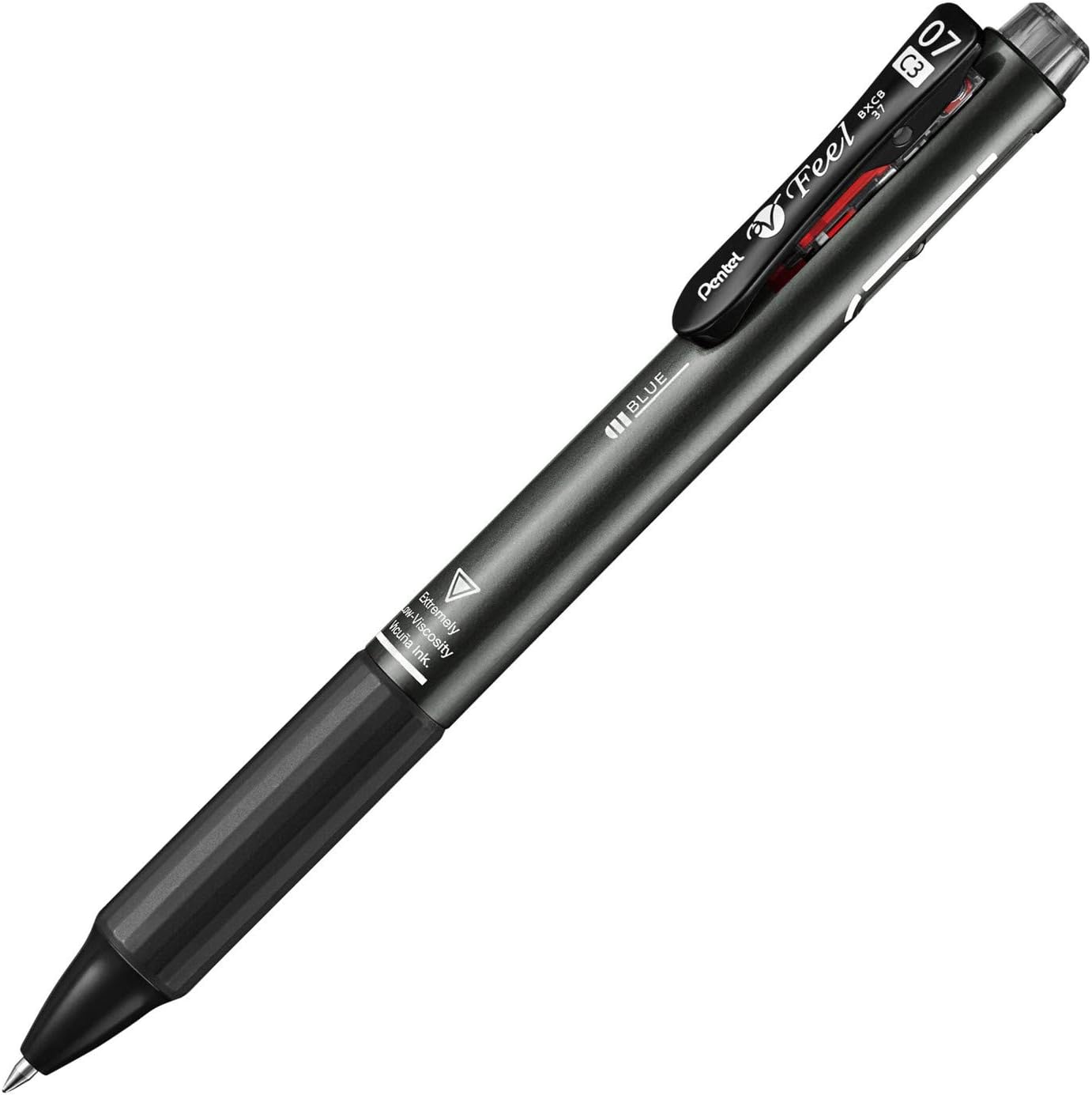 Pentel BXCB37MA 3-Color Ballpoint Pen, Feel 0.7, Metallic Black