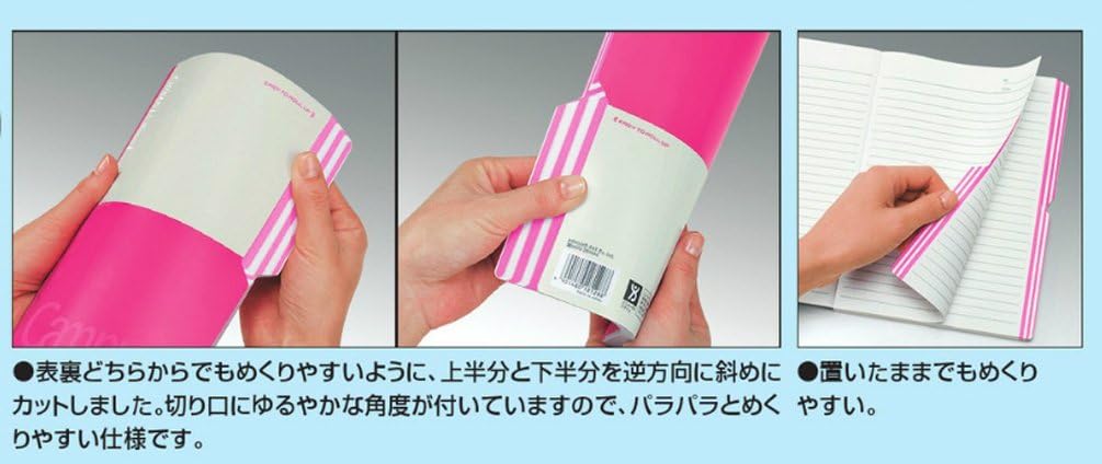 Kokuyo Campus Paracuruno Slanted Page Notebook - A5 (5.8" X 8.3") - 24 Lines X 80 Sheets - Pink