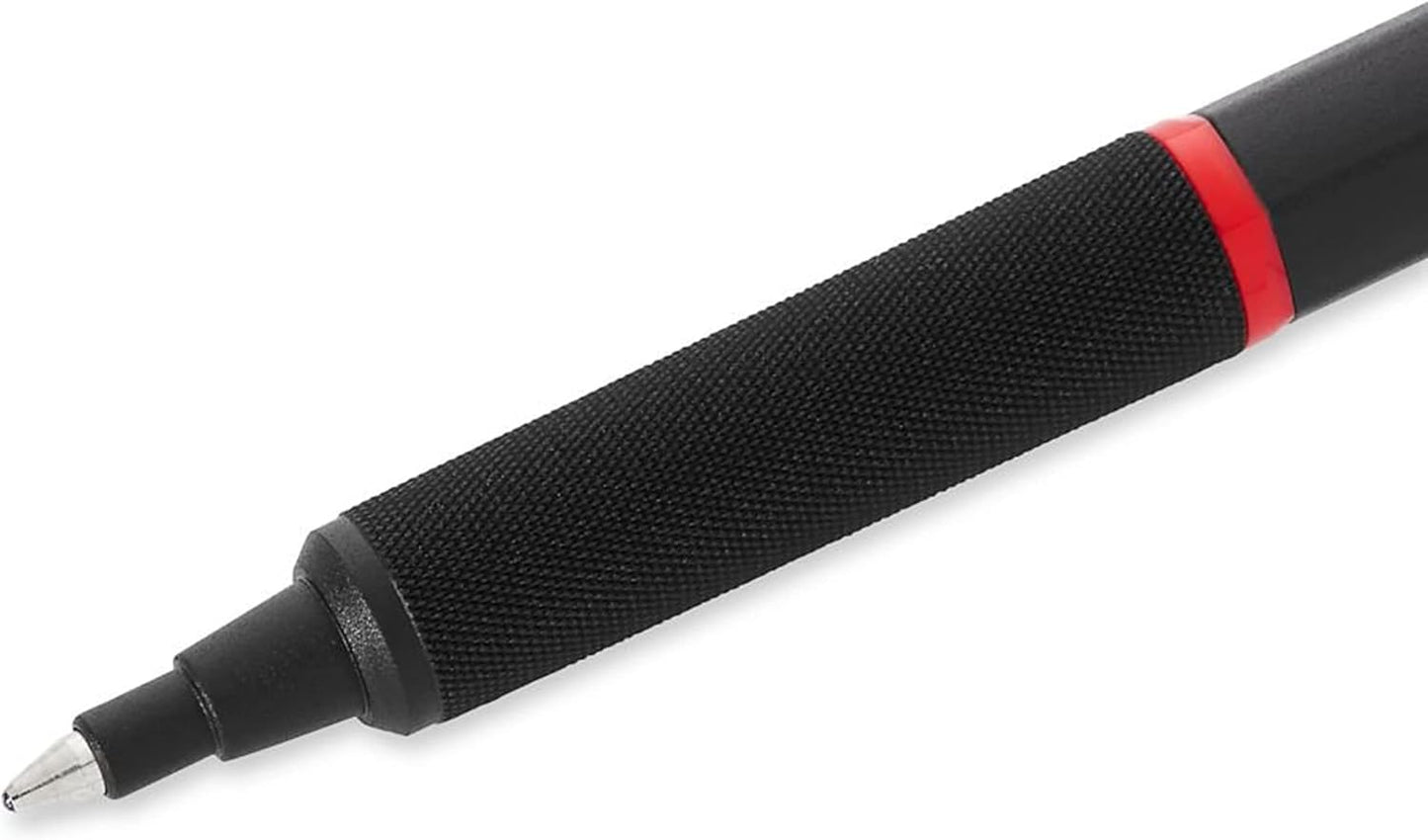 rOtring Rapid Pro Retractable Ballpoint Technical Drawing Pen, Medium Point, Blue Ink, Black Full-Metal Body