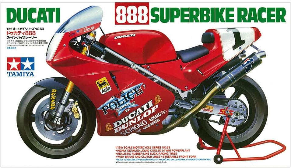 Tamiya 4950344992546 300014063-1:12 Ducati 888 Superbike 1993, Red