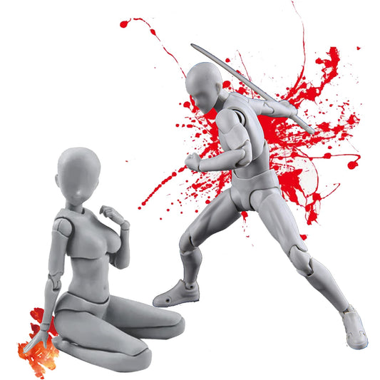 Gnallang Premium Sketch Doll (Men and Female Models), Articulating Movable, Stand Included, Gesture Changeable Model Doll, Cartoon Model, Muscle Shape, Total 2 Piece Set