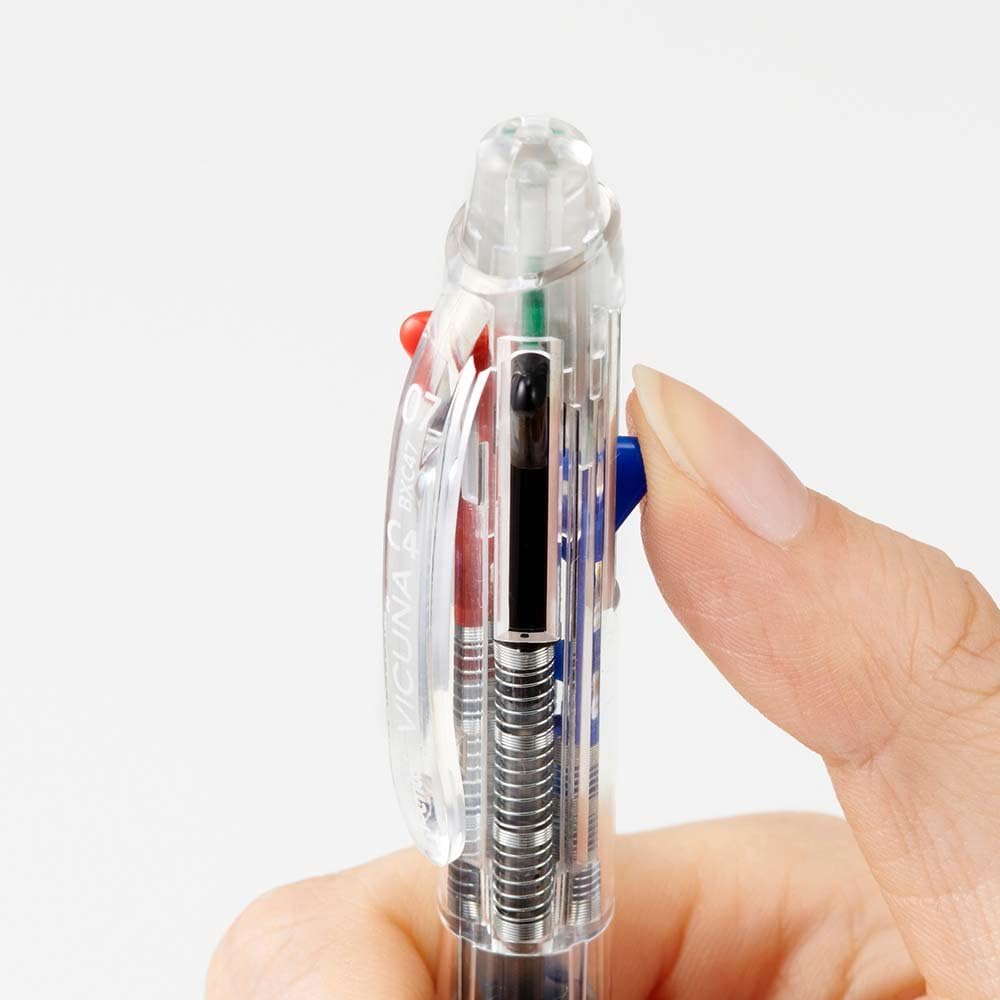 Pentel XBXC47T Vicuna 4-Color Ballpoint Pen, 0.7, Clear Shaft