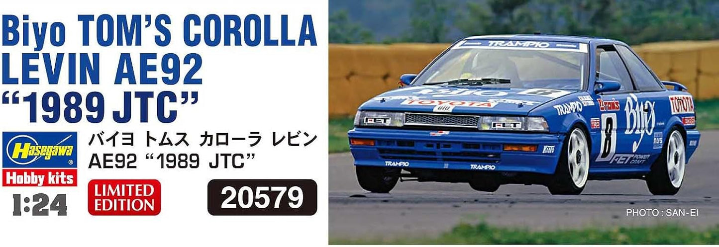 Hasegawa AE92 1989 JTC Plastic Model 20579 Bayo Toms Corolla Levin AE92 1989