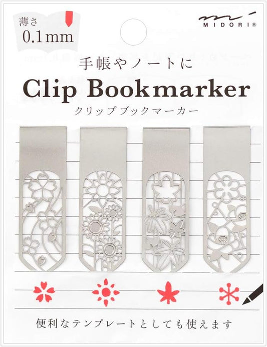 Midori 43374006 Book Marker Clip, Floral Pattern