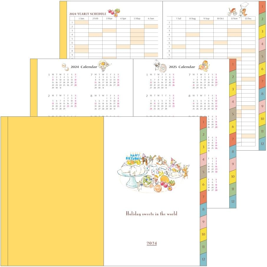 Midori Pocket Diary 22256006 Weekly Planner, 2024, B6, Cat Pattern, Starts January 2024 (Ojisan Print)
