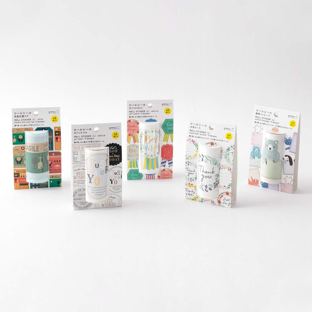 Midori 82472006 Roll Stickers, Large, Metallic, Gift Label Pattern