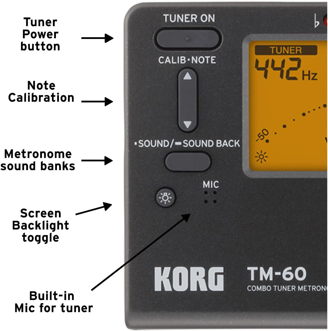 Korg TM60BK Tuner Metronome, Black