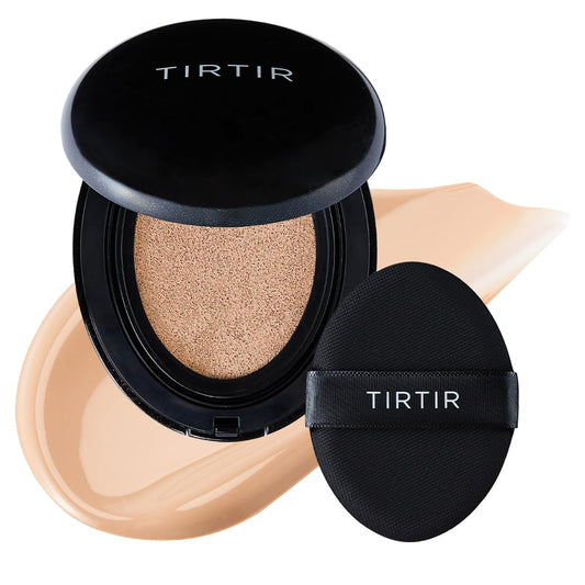 TIRTIR Mask Fit Black Cushion Foundation - Japan's No.1 Choice for 72-Hour Flawless Coverage with Semi-Matte Finish (21N Ivory, 0.63 Count (Pack of 1))