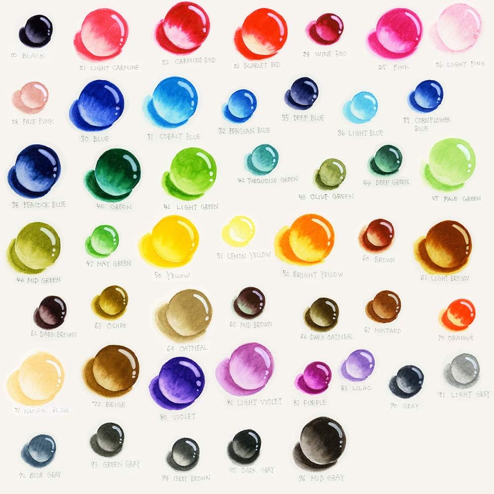 Kuretake ZIG CLEAN COLOR Real Brush 48 Colors set, AP-Certified, Flexible Brush Tip, Professional quality, Odorless, Xylene Free, Easy to create narrow and wide lines, Made in Japan
